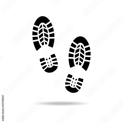 Trail of a sport shoes prints isolated on white background.Vector illustration