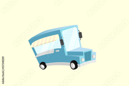 Food truck Vector illustration in lineart style. photo