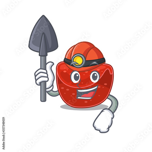 A cartoon picture of meatloaf miner with tool and helmet