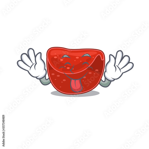 Funny meatloaf cartoon design with tongue out face