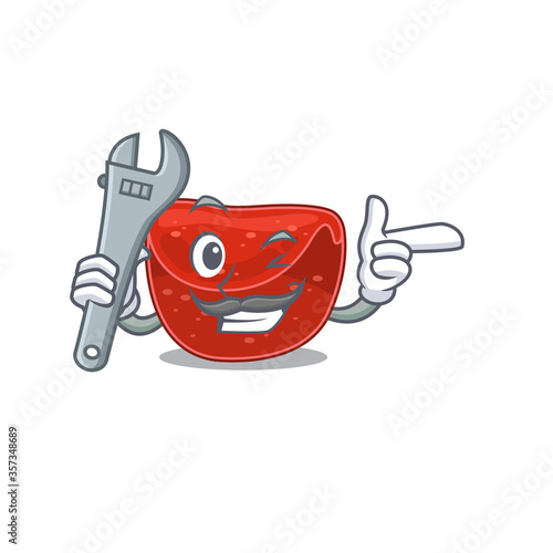 A caricature picture of meatloaf working as a mechanic