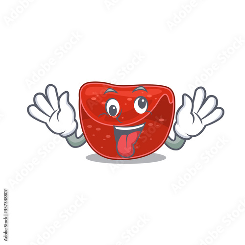 A mascot design of meatloaf having a funny crazy face