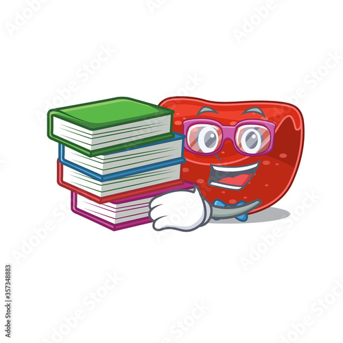 A diligent student in meatloaf mascot design concept read many books
