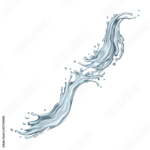 Clear water splashes on a white background