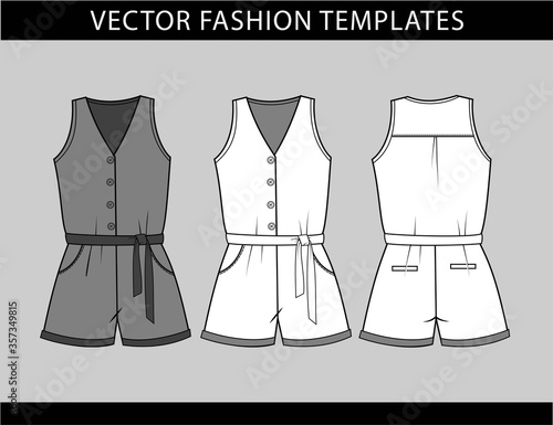 jumpsuit  fashion flat sketch template