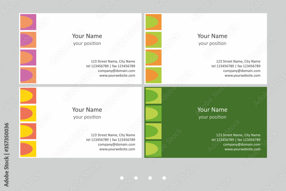 Set of simple multicolor business card templates. Set of simple multicolor business card templates.
