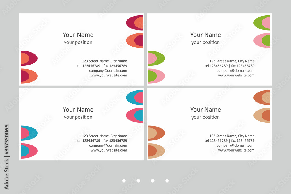 Fototapeta premium Set of simple multicolor business card templates.
