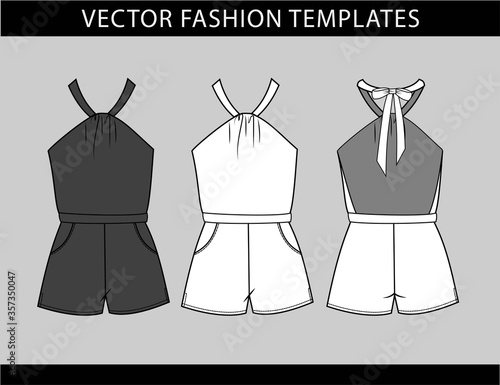 jumpsuit  fashion flat sketch template