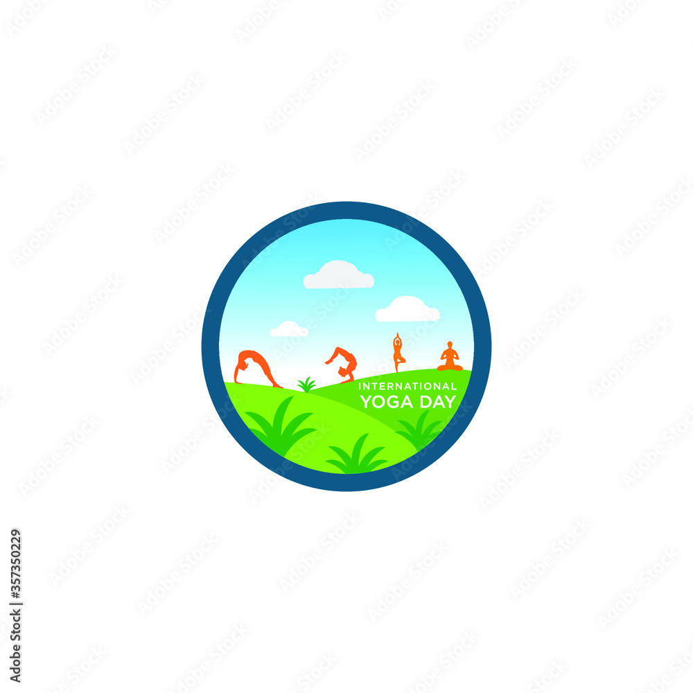 Fototapeta premium international yoga day vector icon templet.