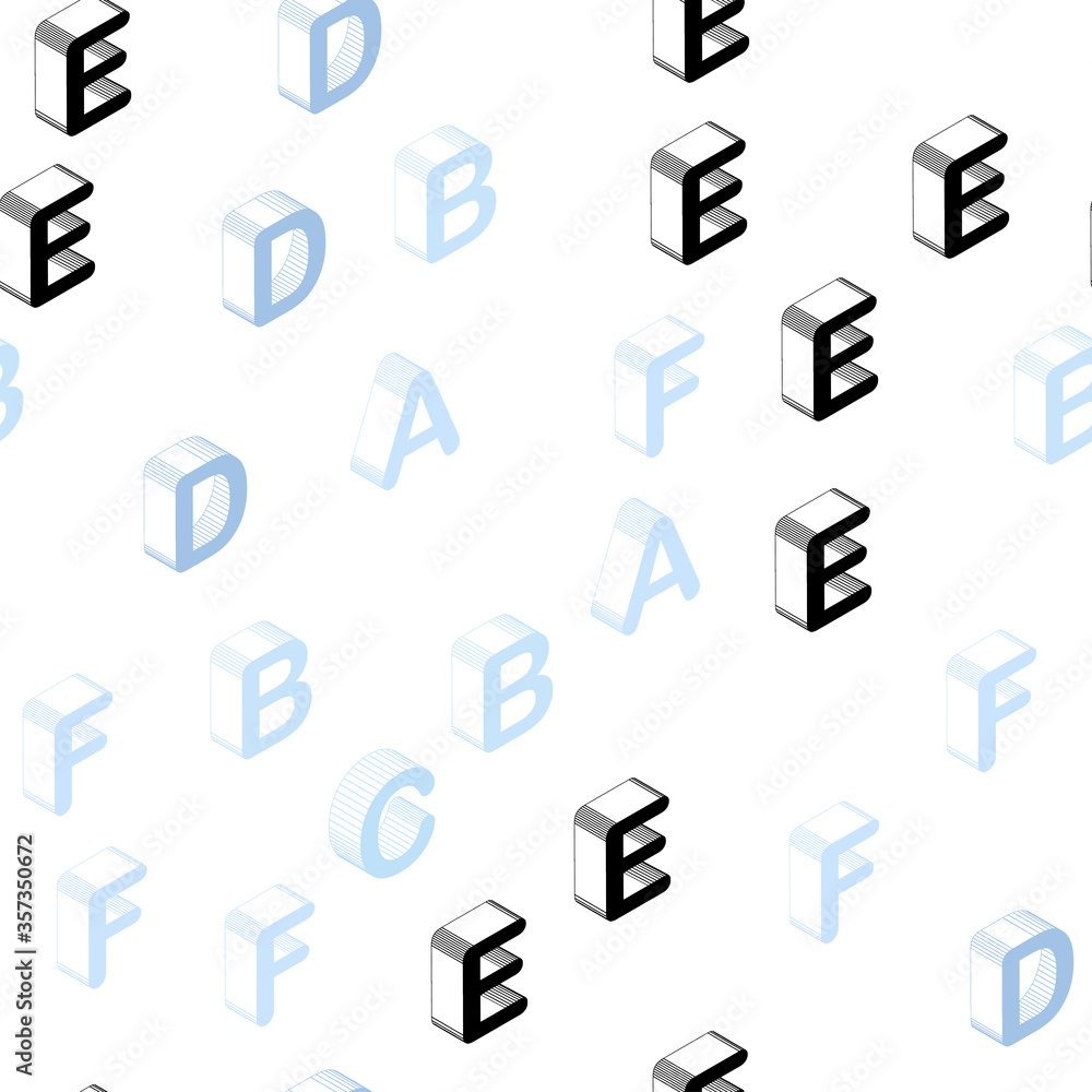 Light BLUE vector seamless backdrop with 3D english symbols. Light BLUE vector seamless backdrop with 3D english symbols.