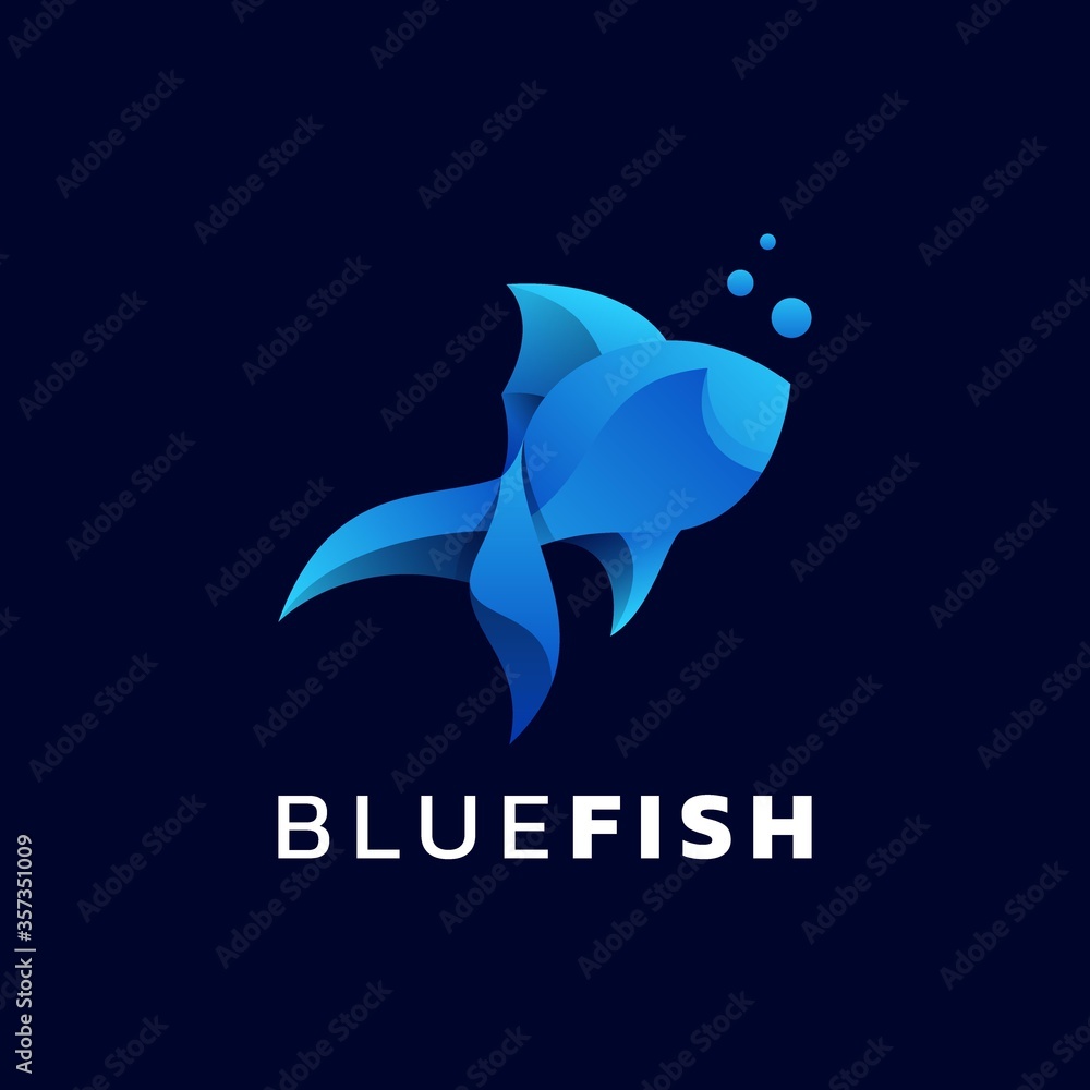 Obraz premium Vector Logo Illustration Bluefish Gradient Colorful Style.