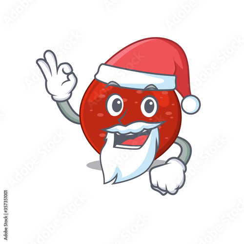 cartoon character of peperoni Santa having cute ok finger © kongvector