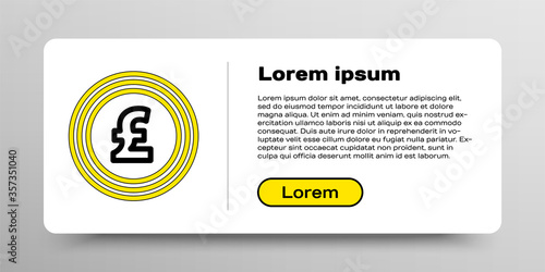 Line Coin money with pound sterling symbol icon isolated on white background. Banking currency sign. Cash symbol. Colorful outline concept. Vector