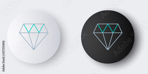 Line Diamond icon isolated on grey background. Jewelry symbol. Gem stone. Colorful outline concept. Vector
