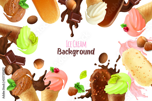 White Background With Ice Cream Frame