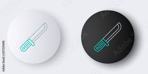 Line Hunter knife icon isolated on grey background. Army knife. Colorful outline concept. Vector