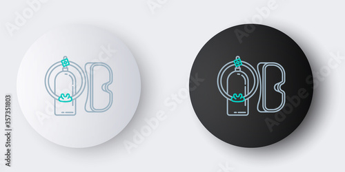 Line Diving mask and aqualung icon isolated on grey background. Oxygen tank for diver. Extreme sport. Sport equipment. Colorful outline concept. Vector