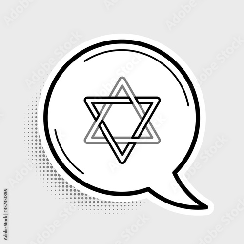 Line Star of David icon isolated on grey background. Jewish religion symbol. Symbol of Israel. Colorful outline concept. Vector