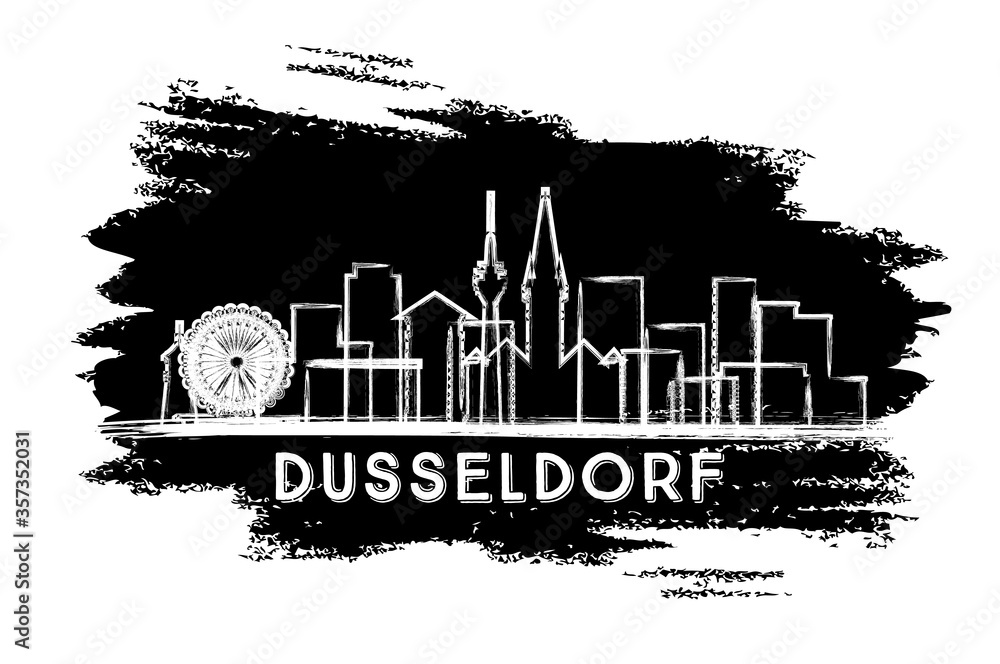 Dusseldorf Germany City Skyline Silhouette. Hand Drawn Sketch.