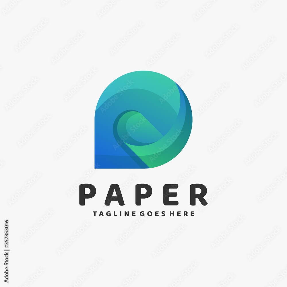 Vector Logo Illustration Paper Gradient Colorful Style.