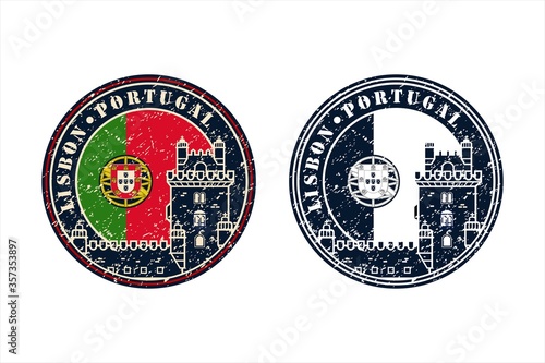 Portugal Lisbons Stamp Travel  Design Vector Logo