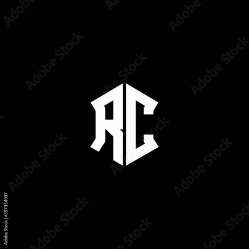 rc logo monogram with shield shape design template