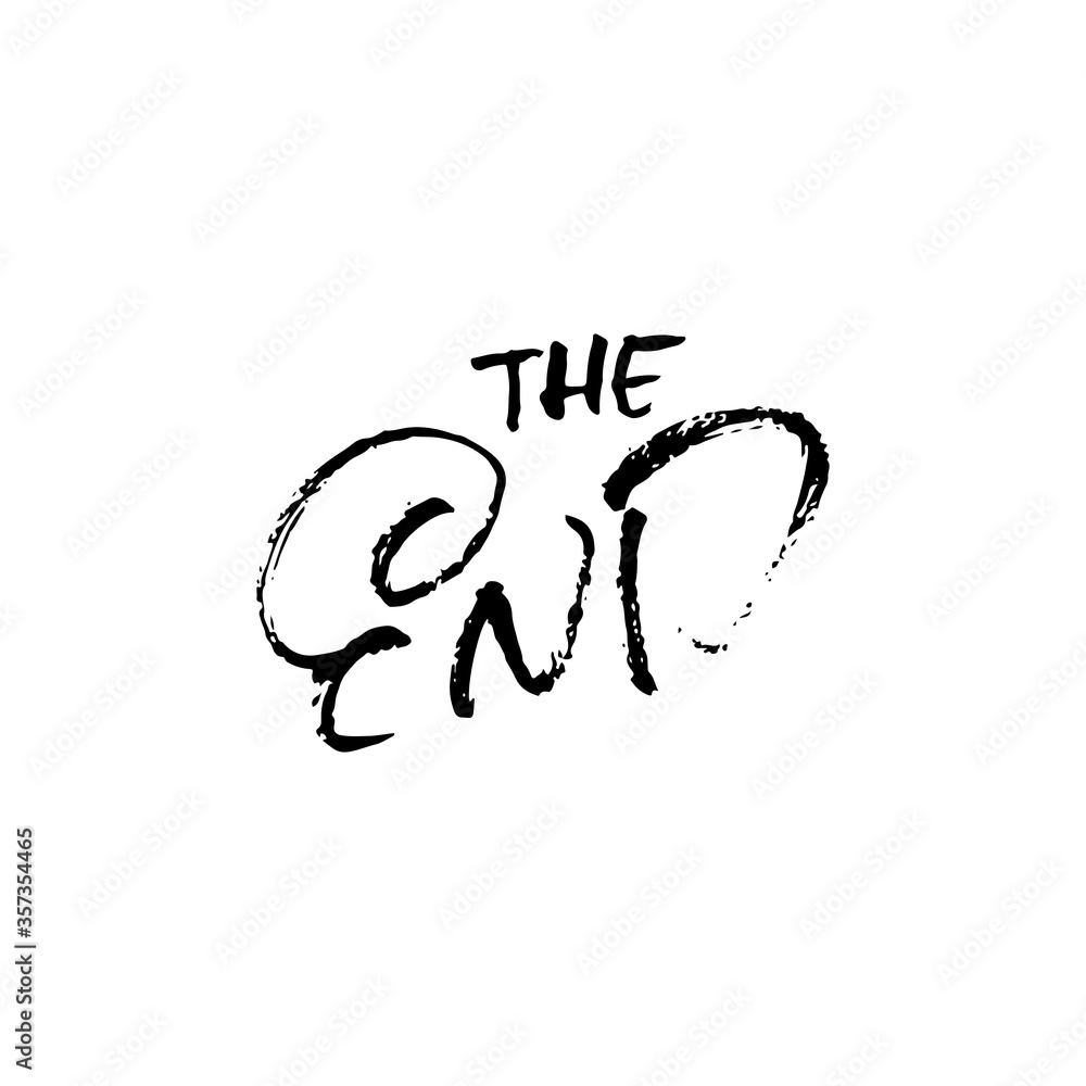 The end. Hand drawn dry brush lettering isolated on white background. Vector illustration The end. Hand drawn dry brush lettering isolated on white background. Vector illustration