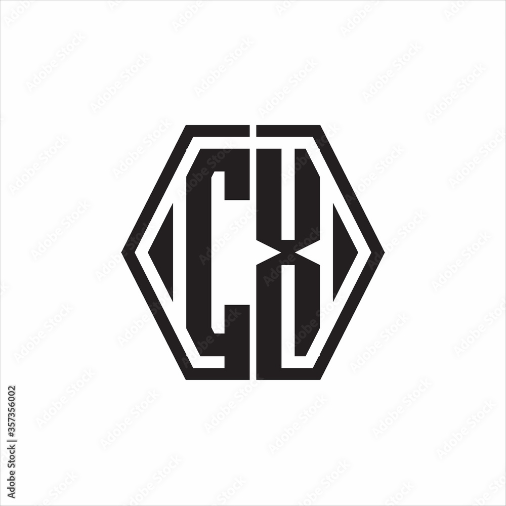 CX Logo monogram with hexagon line rounded design template on white background CX Logo monogram with hexagon line rounded design template on white background