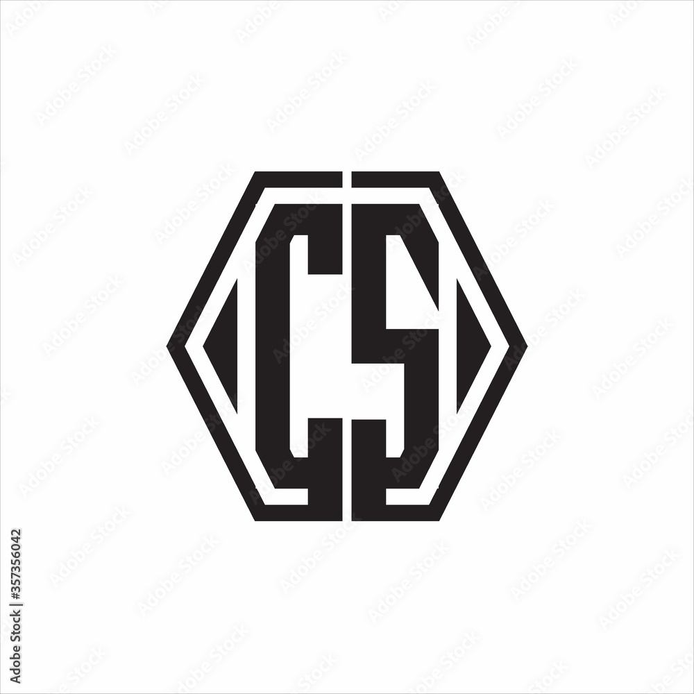 CS Logo monogram with hexagon line rounded design template on white background CS Logo monogram with hexagon line rounded design template on white background
