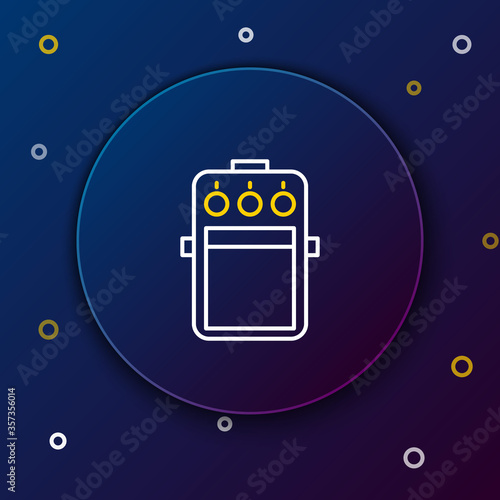 Line Guitar pedal icon isolated on blue background. Musical equipment. Colorful outline concept. Vector