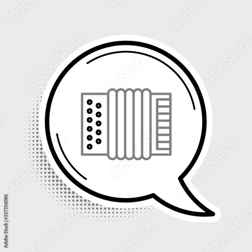 Line Musical instrument accordion icon isolated on grey background. Classical bayan, harmonic. Colorful outline concept. Vector