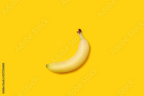 banana isolated on yellow background, close view