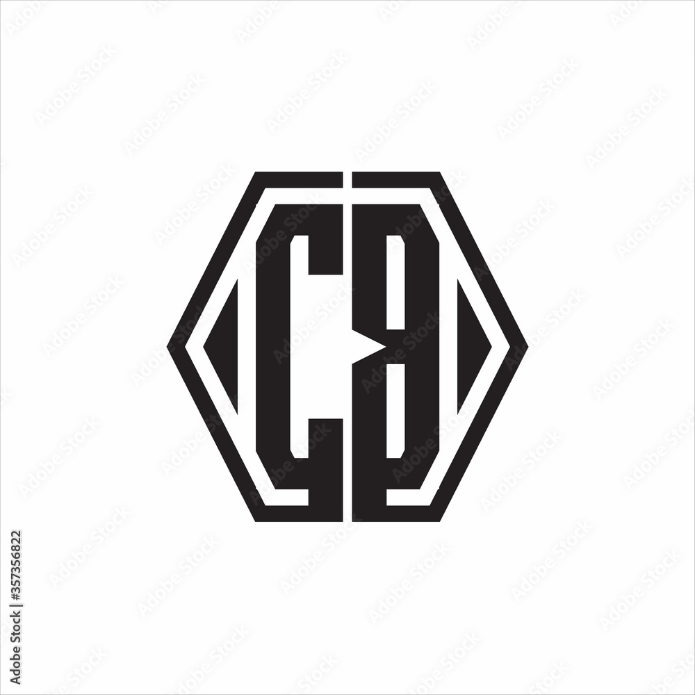 CB Logo monogram with hexagon line rounded design template on white background CB Logo monogram with hexagon line rounded design template on white background
