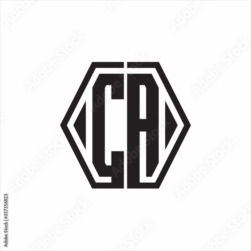 CA Logo monogram with hexagon line rounded design template on white background