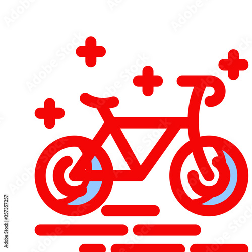 red bicycle sign icon for web and app