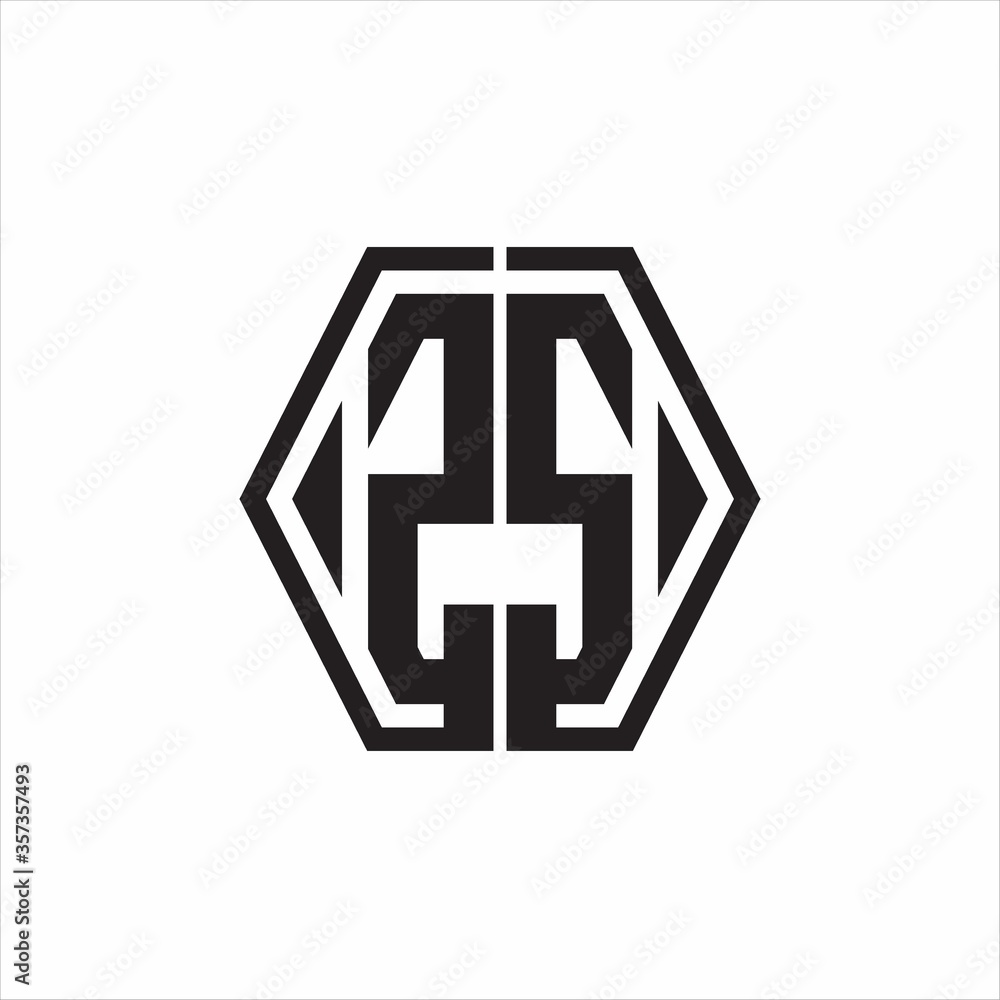 ZS Logo monogram with hexagon line rounded design template on white background ZS Logo monogram with hexagon line rounded design template on white background