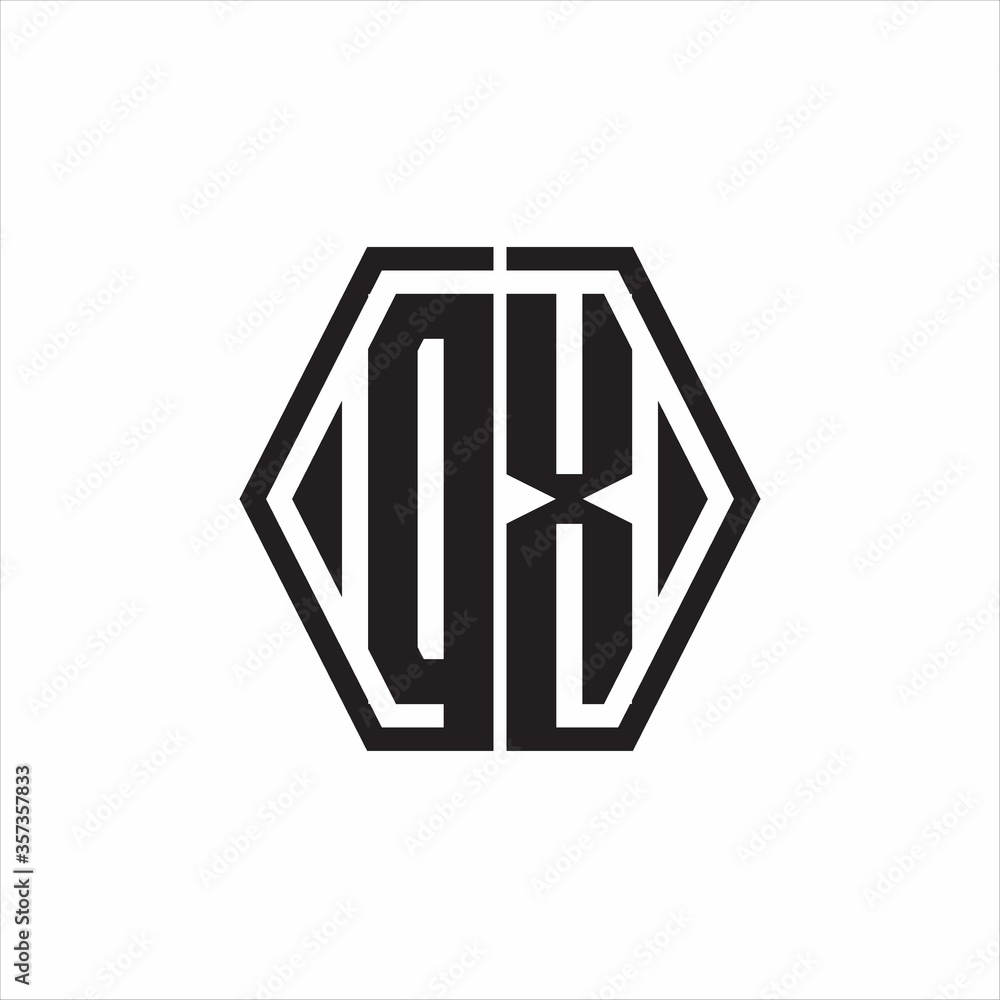 DX Logo monogram with hexagon line rounded design template on white background DX Logo monogram with hexagon line rounded design template on white background