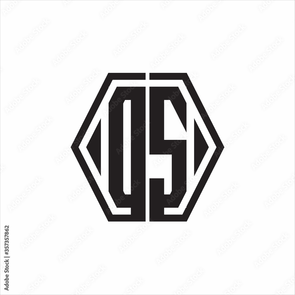 DS Logo monogram with hexagon line rounded design template on white background DS Logo monogram with hexagon line rounded design template on white background