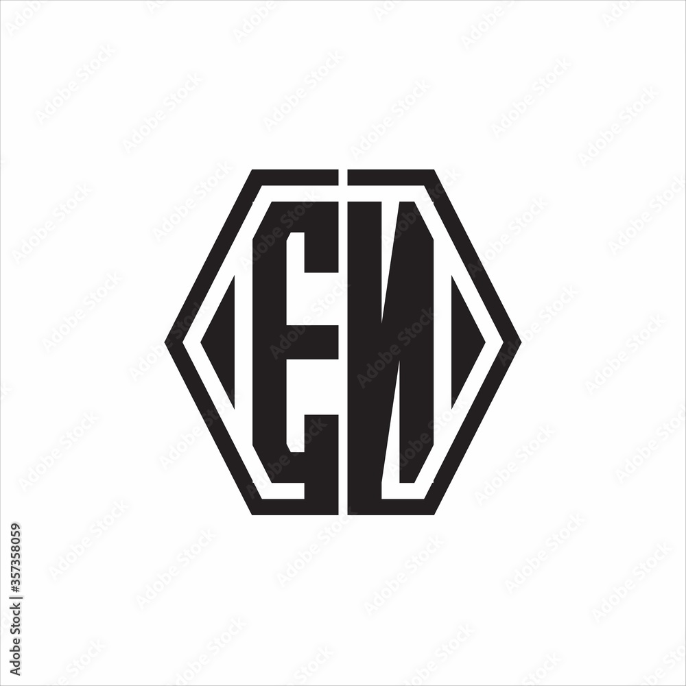 EN Logo monogram with hexagon line rounded design template on white background EN Logo monogram with hexagon line rounded design template on white background