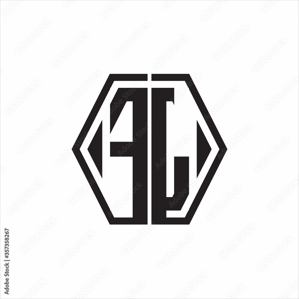 FL Logo monogram with hexagon line rounded design template on white background FL Logo monogram with hexagon line rounded design template on white background