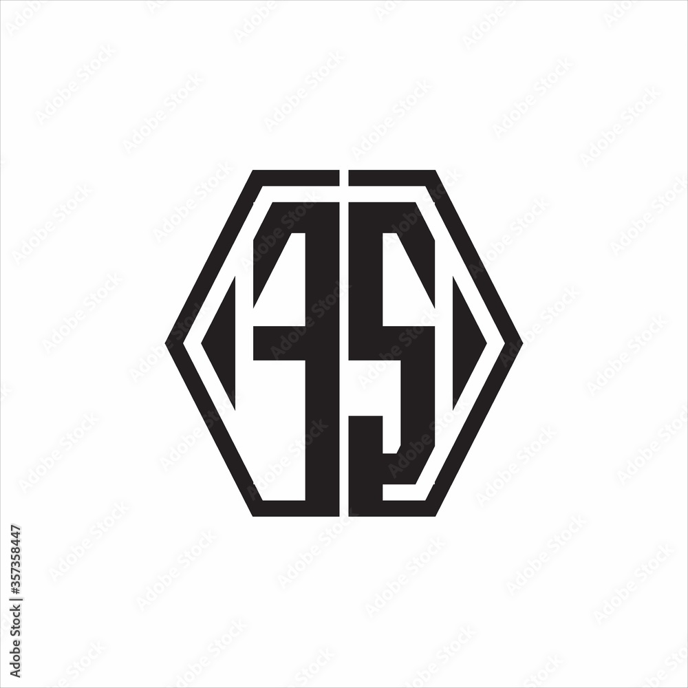 FS Logo monogram with hexagon line rounded design template on white background FS Logo monogram with hexagon line rounded design template on white background
