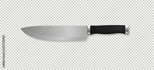 Knife realistic chef butcher kitchen ware sharp equipment, 3d vector isolated illustration.