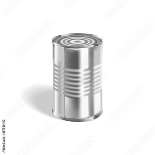 Canned food, conserve jar, realistic packaging illustration, vector stiny stainless aluminium package can, isolated concept.