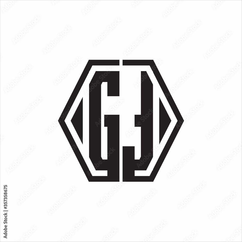 GT Logo monogram with hexagon line rounded design template on white background GT Logo monogram with hexagon line rounded design template on white background
