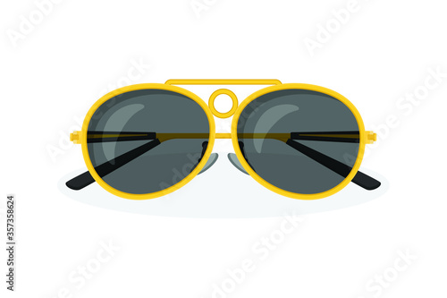 Golden vintage glasses flat style isolated on white. object vector for your design work, presentation, website or others.