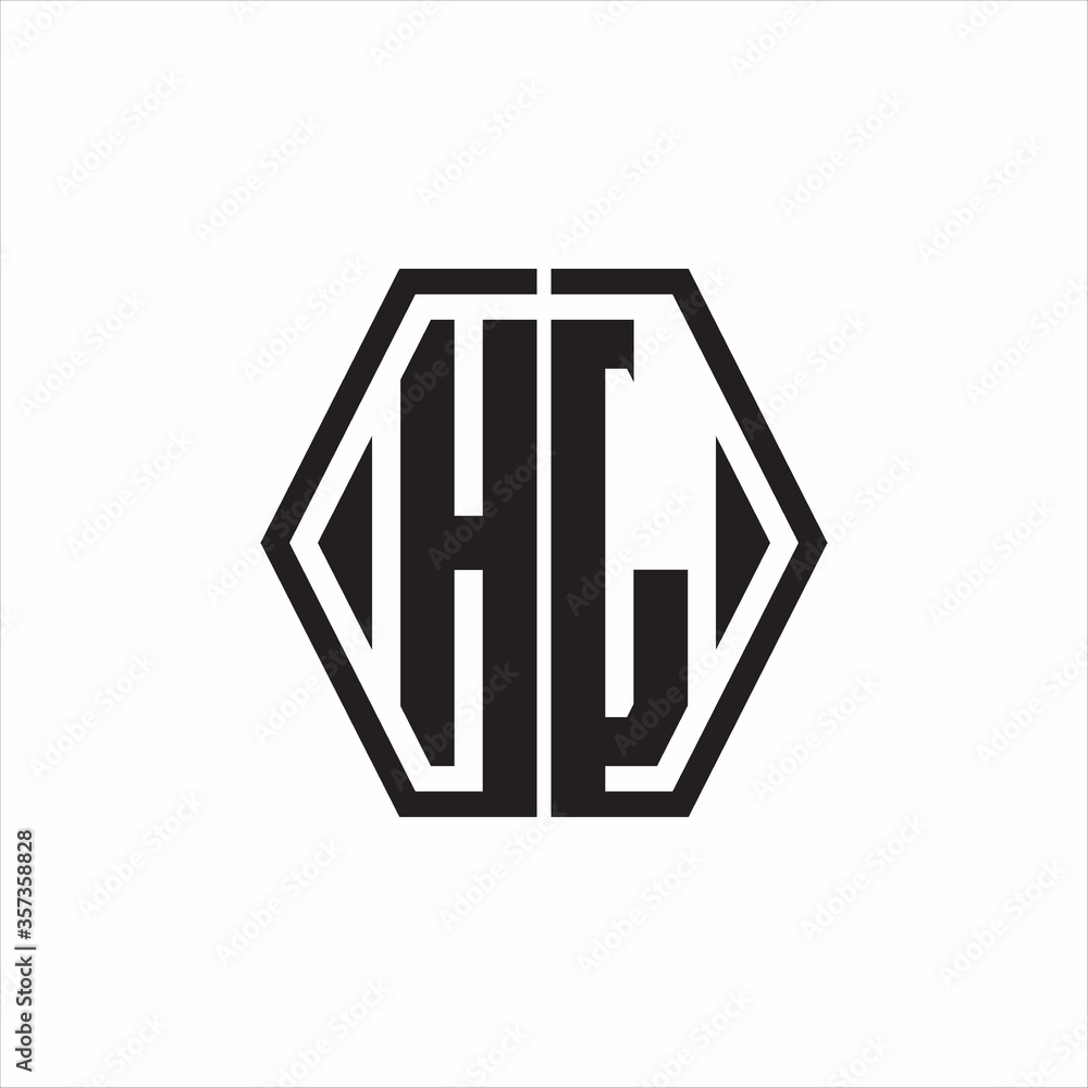 HL Logo monogram with hexagon line rounded design template on white background HL Logo monogram with hexagon line rounded design template on white background