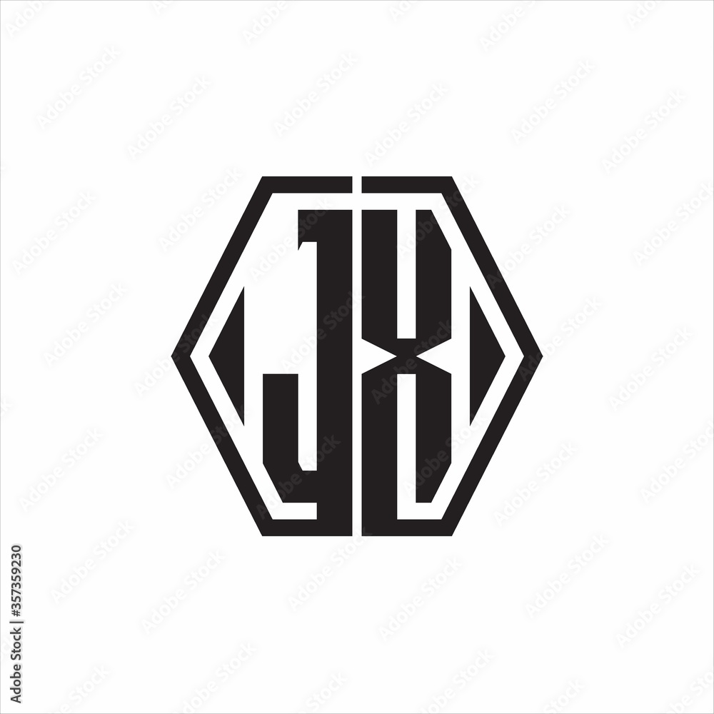 JX Logo monogram with hexagon line rounded design template on white background JX Logo monogram with hexagon line rounded design template on white background