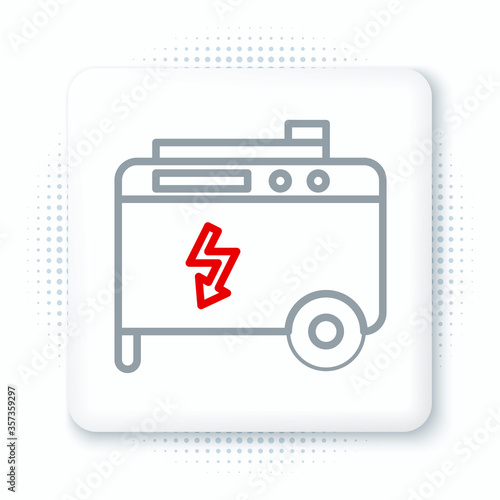 Line Portable power electric generator icon isolated on white background. Industrial and home immovable power generator. Colorful outline concept. Vector.