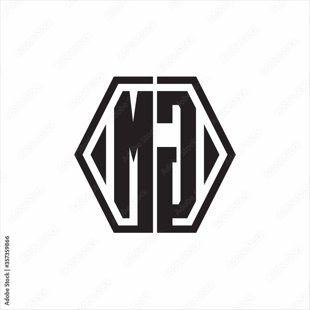 MG Logo monogram with hexagon line rounded design template on white background MG Logo monogram with hexagon line rounded design template on white background