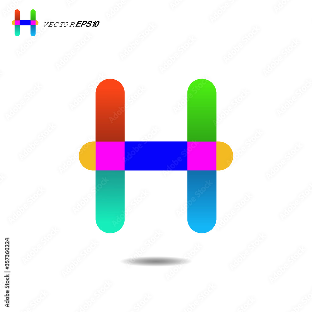 Letter h, Colorful Initials letter Letter h, Colorful Initials letter